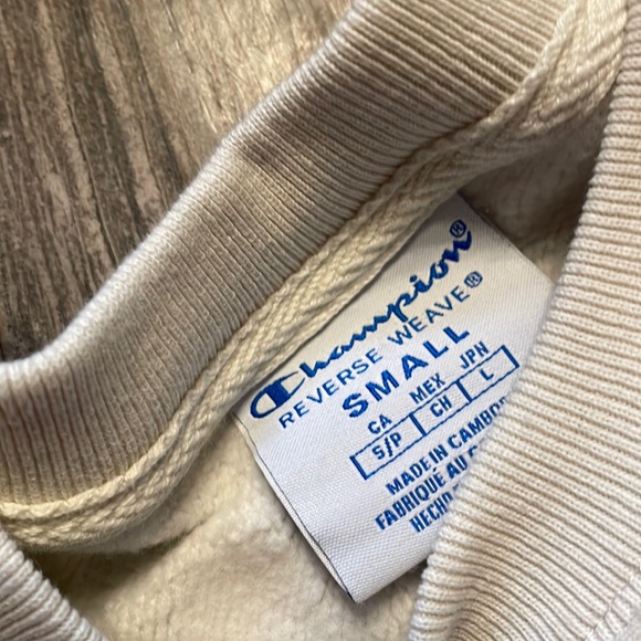 Champion Reverse Weave cropped crewneck sweatshirt in white/cream NWOT - Picture 8 of 11